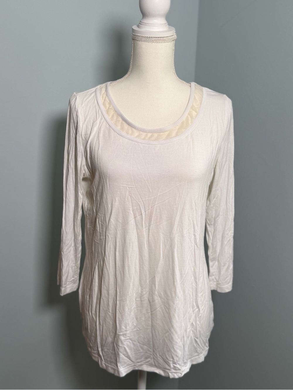 Tribal Cream Scoop Neck Long Sleeve Top. Size is large. Smoke-free home